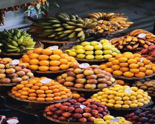 colorful tropical fruits display